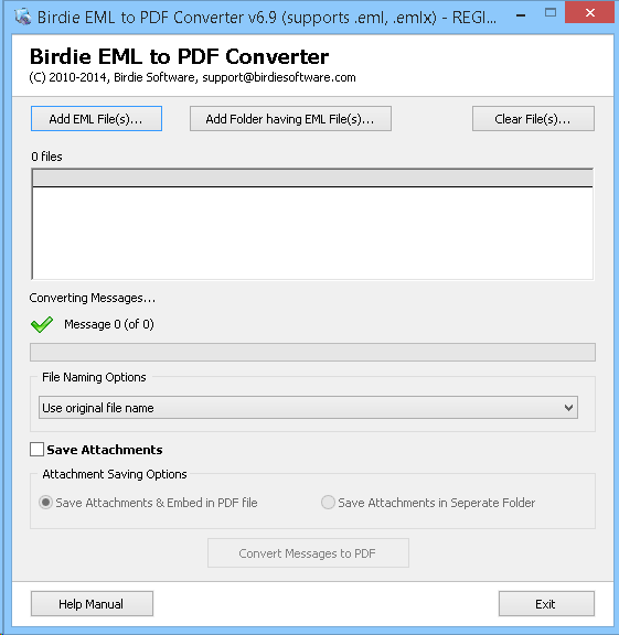 Transfer EML Files to PDF screenshot