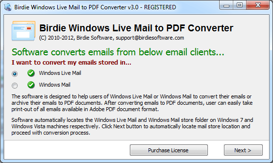 Windows Live Mail Convert to .PDF 6.8.1